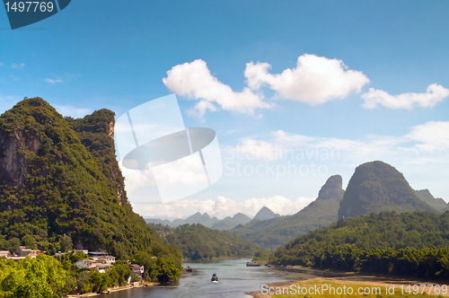 Image of Li river in Yangshou near Guilin landscape