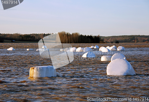 Image of Winter flooding of river in rural Finland