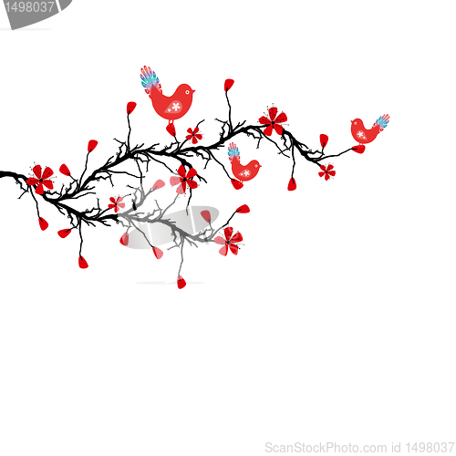 Image of Blossom Cherry and birds