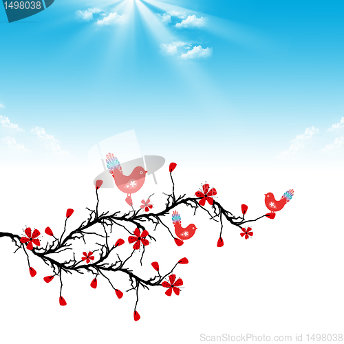 Image of Blossom Cherry and birds