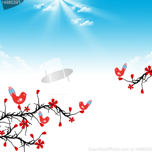 Image of Blossom Cherry and birds