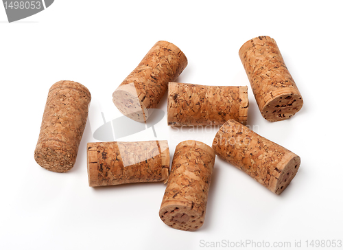 Image of Wine corks on white background