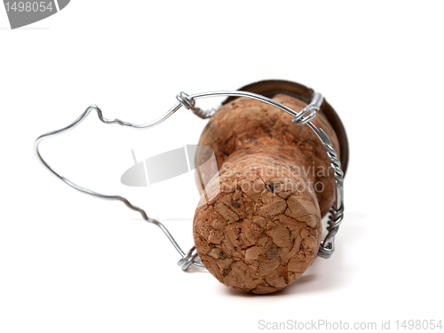 Image of Champagne wine cork on white background