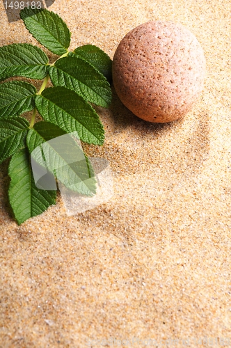 Image of zen stone and leaf