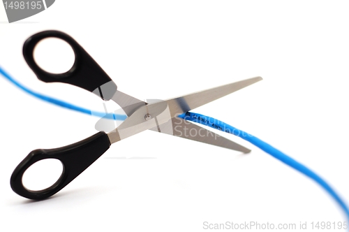 Image of network cable and scissors