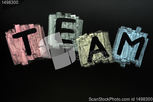 Image of Team written in colorful chalk