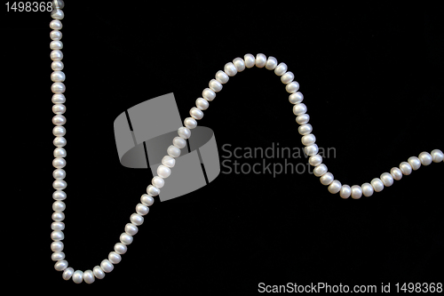 Image of White pearls on the black silk 