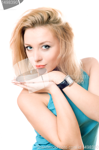 Image of Portrait of a playful pretty blonde