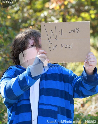 Image of Young man will work for food