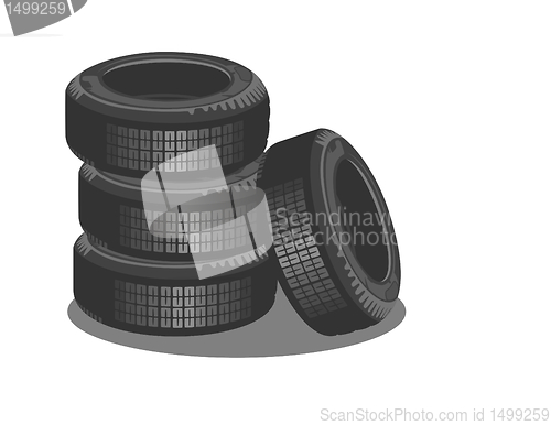 Image of Brand new tires on a white background