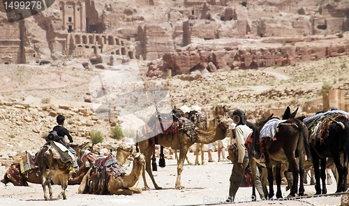 Image of Petra ruins and mountains in Jordan