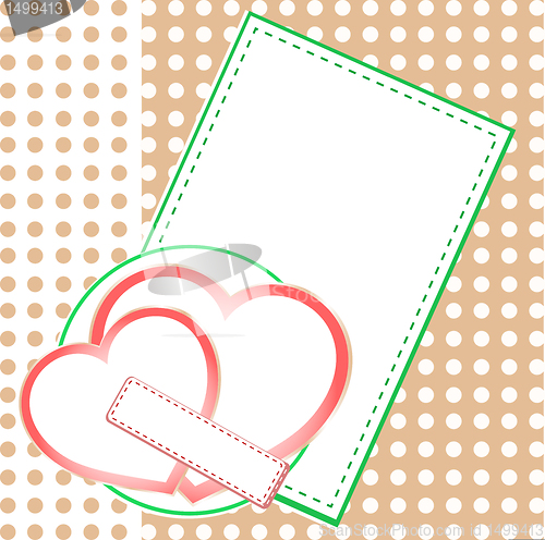 Image of Valentin`s Day card with two love hearts