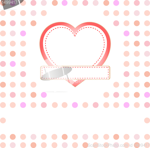 Image of Romantic gift card with love heart and space for greetings word