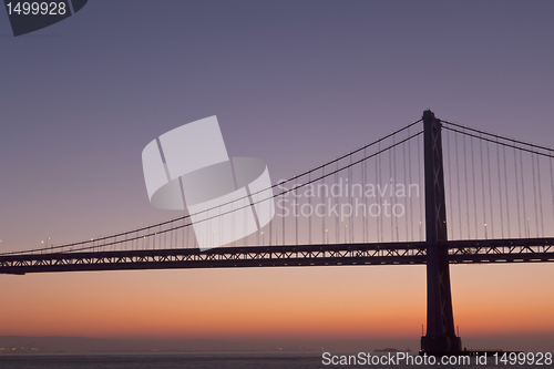 Image of silhouette of suspension bridge