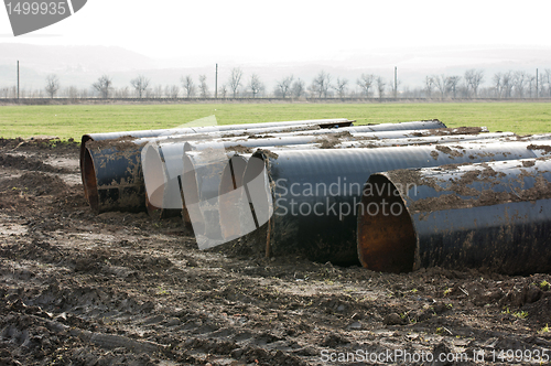 Image of Old metal pipes dismantled for scrap 