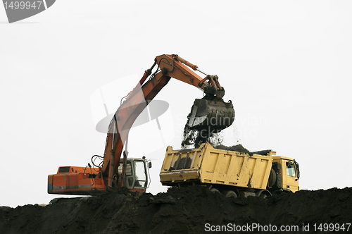 Image of Excavator loading truck