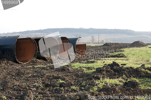 Image of Old metal pipes dismantled for scrap 