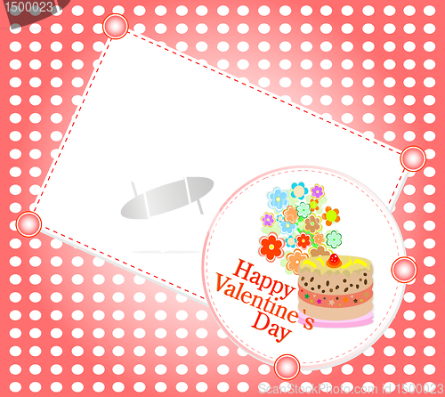 Image of Celebration card. Valentine`s cake with space for text. vector