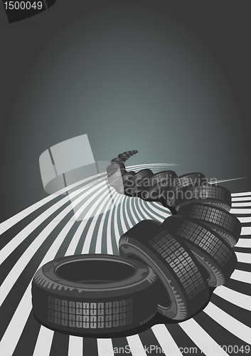 Image of Car Tires On Black Background