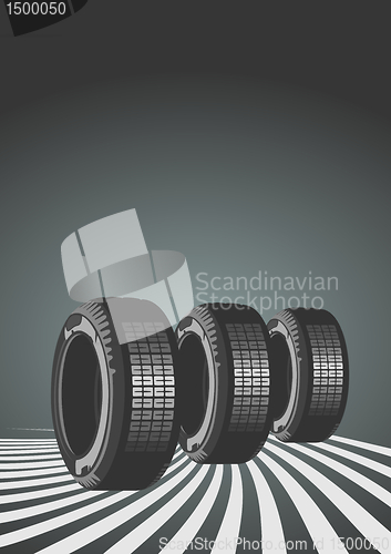 Image of Car Tires On Black Background