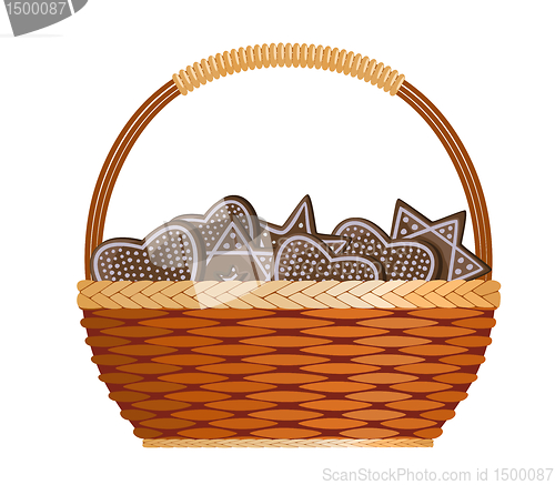 Image of Basket with ginger cakes into white background