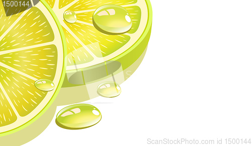 Image of Close-up of a lemon slice with drops