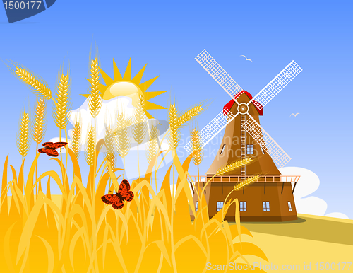 Image of Wheat field and mill