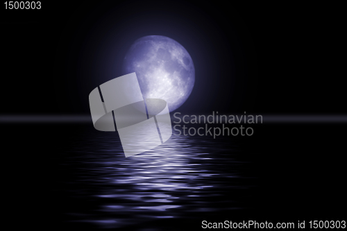 Image of Full moon reflected in water