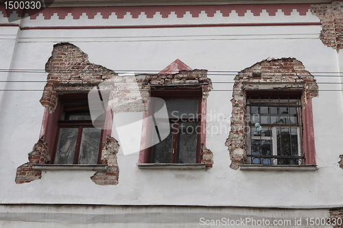 Image of Moscow. The windows on the old house wall