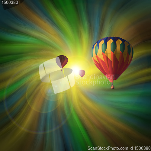 Image of Hot-Air Balloons Flying in a Vortex