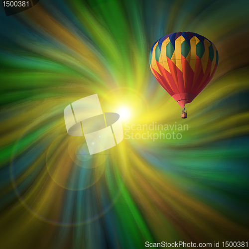 Image of Hot-Air Balloon Flying in a Vortex