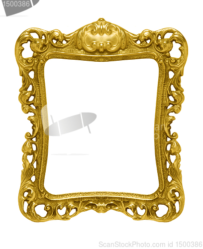 Image of Ornate gold picture frame silhouetted against white