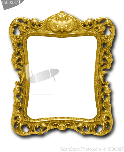 Image of Ornate gold picture frame silhouetted against white