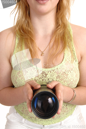 Image of Woman with lens.