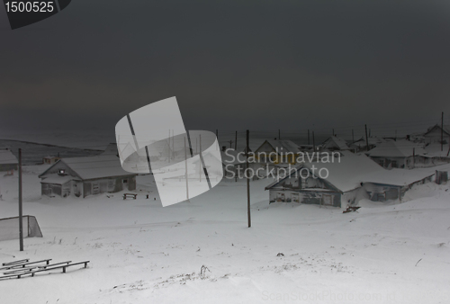 Image of Blizzard over village