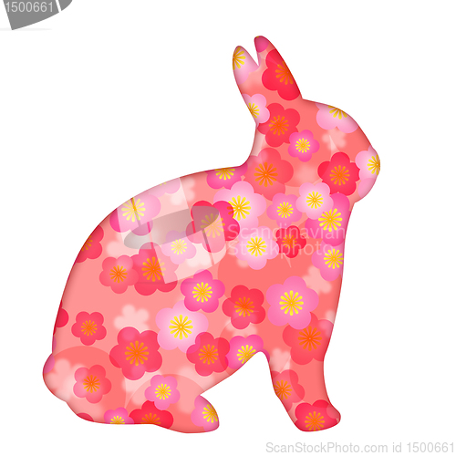 Image of Spring Cherry Flowers Blossom Bunny Rabbit Illustration