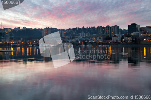 Image of Sunset Over the Marina at Portland Oregon Waterfront