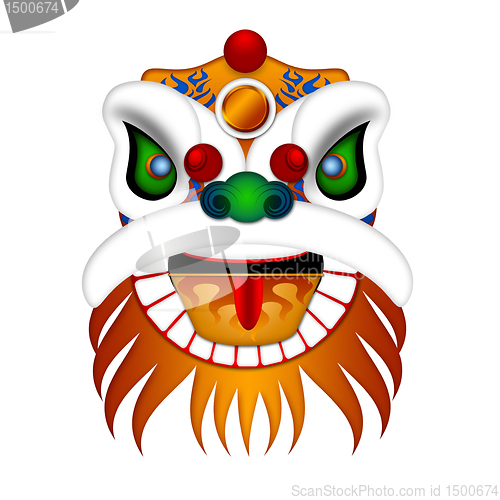 Image of Chinese Lion Dance Head Illustration