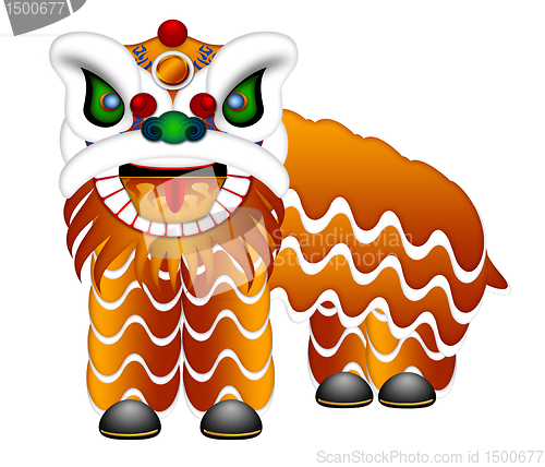 Image of Chinese Lion Dance Full Body Illustration