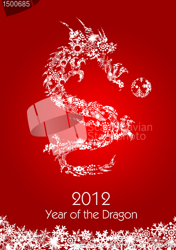 Image of 2012 Flying Chinese Snowflakes Pattern Dragon with Ball