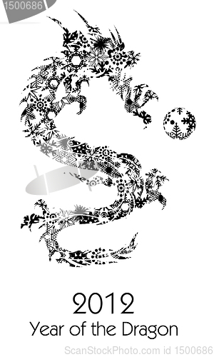 Image of 2012 Flying Chinese Snowflakes Pattern Dragon Clipart