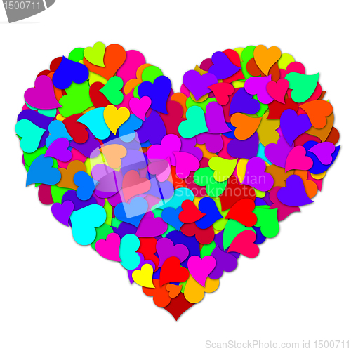 Image of Colorful Hearts Forming Big Valentines Day Heart