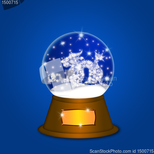 Image of Water Snow Globe with Chinese Dragon Blue