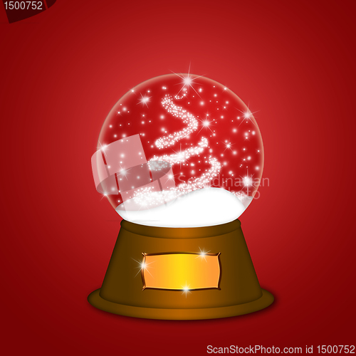 Image of Water Snow Globe with Christmas Tree Sparkles Red