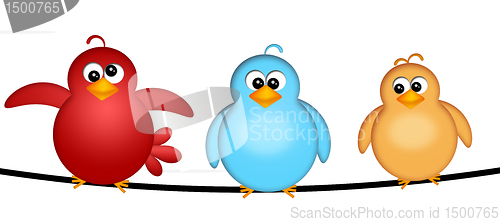 Image of Three Birds on a Wire Illustration