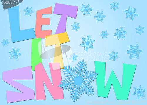 Image of Let It Snow Freehand Drawn Text with Snowflakes Color