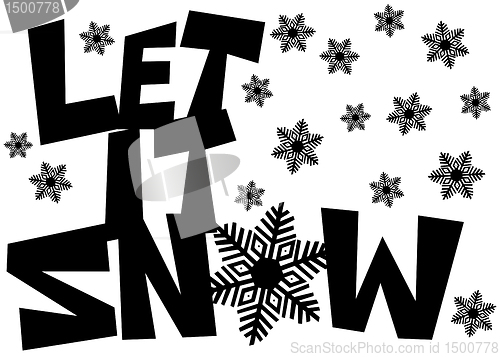 Image of Let It Snow Freehand Drawn Text with Snowflakes