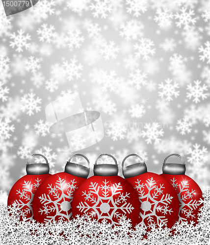 Image of Red Snowflake Ornaments on Snow