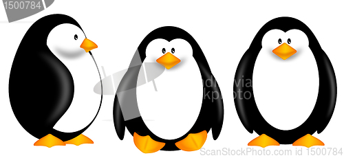 Image of Cute Penguins Clipart Isolated on White Background