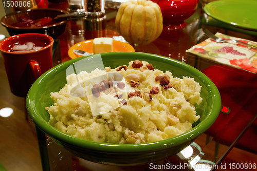 Image of Thanksgiving Day Dinner Mashed Potatoes with Hazelnuts and Butte